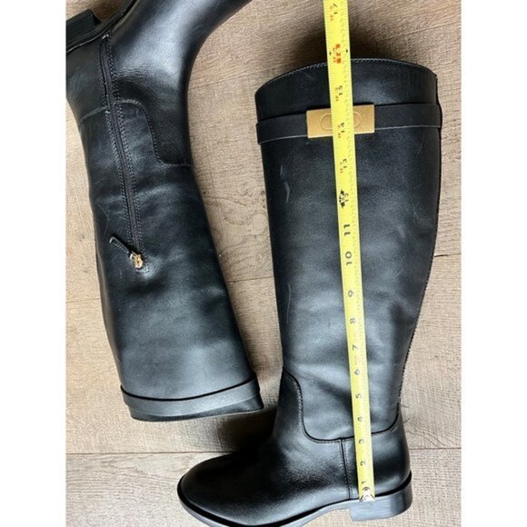 NWOB TORY BURCH T-HARDWARE black leather RIDING BOOTS size 7.5 - Picture 11 of 11